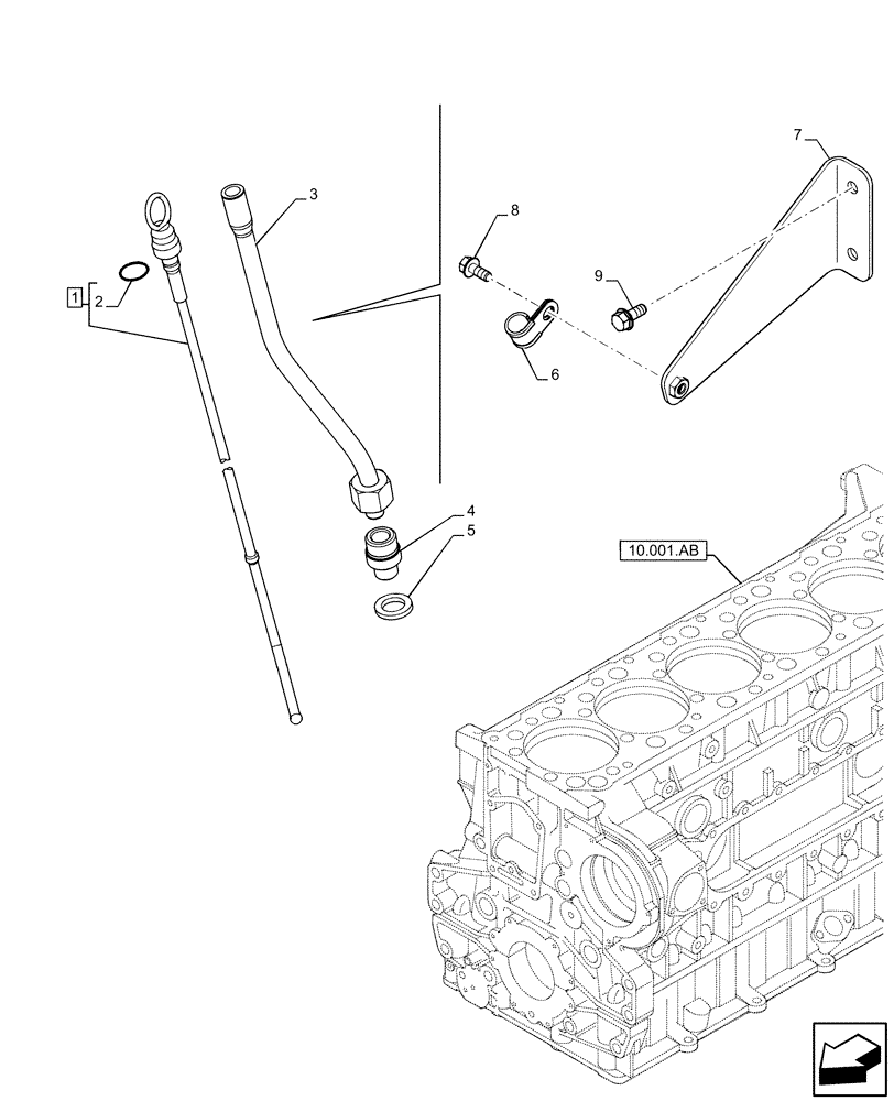 Схема запчастей Case IH F3GFE613A B003 - (10.304.AS) - DIPSTICK (10) - ENGINE