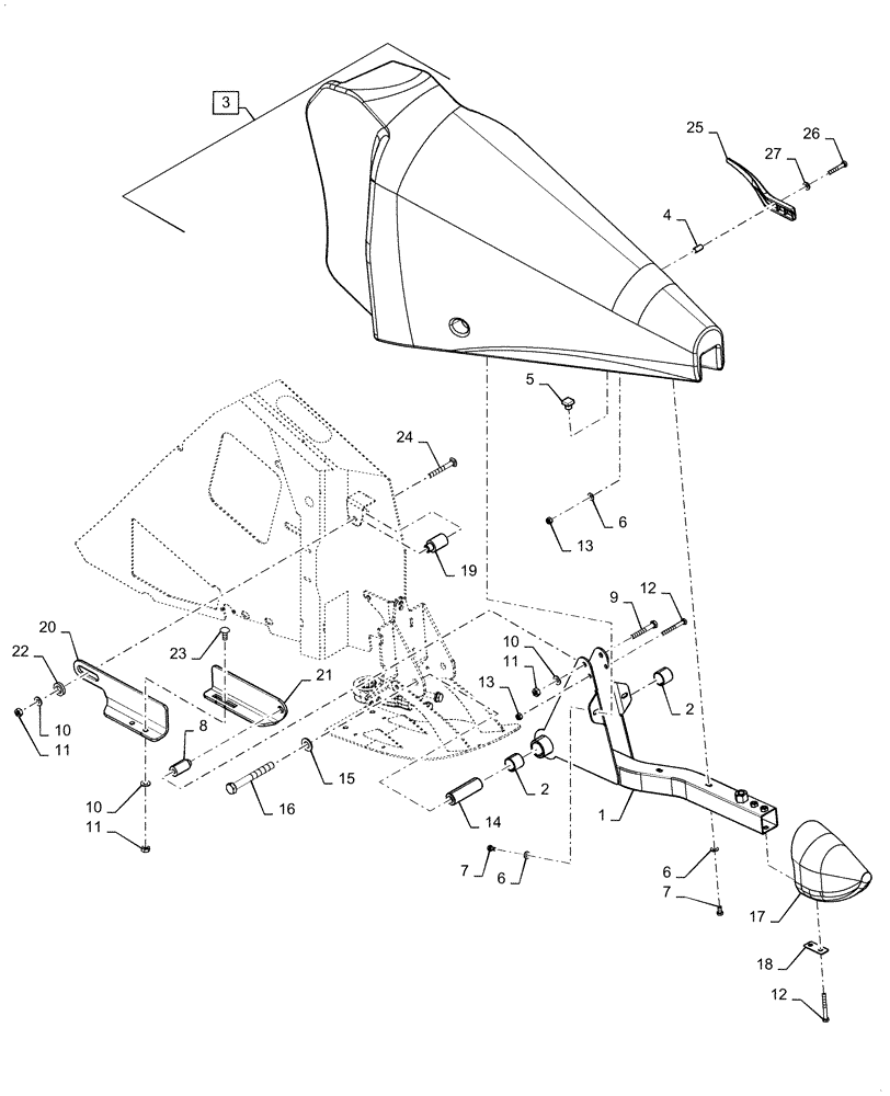 Схема запчастей Case IH 3020-30 - (58.131.02[03]) - DIVIDER, ASSY, RIGHT HAND, DOUBLE DRIVE (58) - ATTACHMENTS/HEADERS