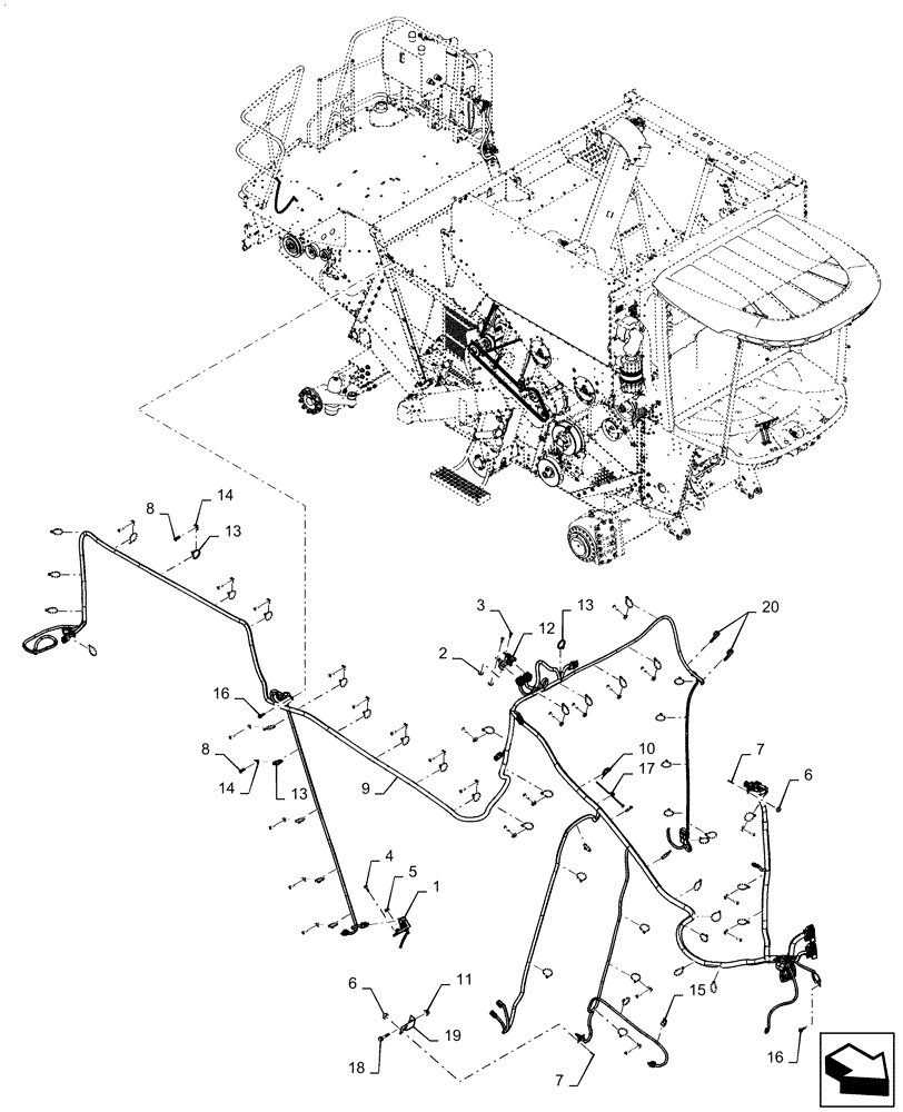 Схема запчастей Case IH 6130 - (55.101.AC[03]) - WIRE HARNESS, RH (55) - ELECTRICAL SYSTEMS