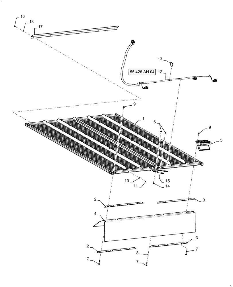 Схема запчастей Case IH 6130 - (74.114.AZ[02]) - UPPER SIEVE, STANDARD (74) - CLEANING