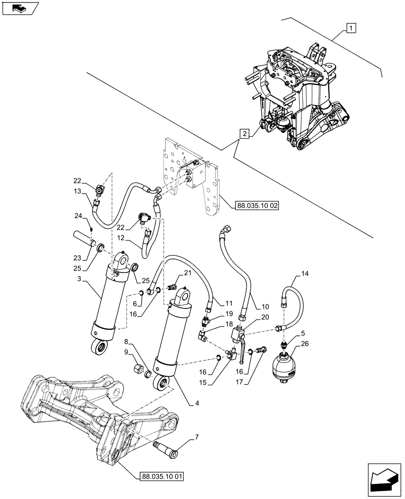 Схема запчастей Case IH PUMA 170 - (88.035.10[03]) - DIA KIT - FRONT HPL FOR SUSPENDED AND STD AXLES, LESS PTO, LESS COUPLER, LIFTER - BREAKDOWN (88) - ACCESSORIES