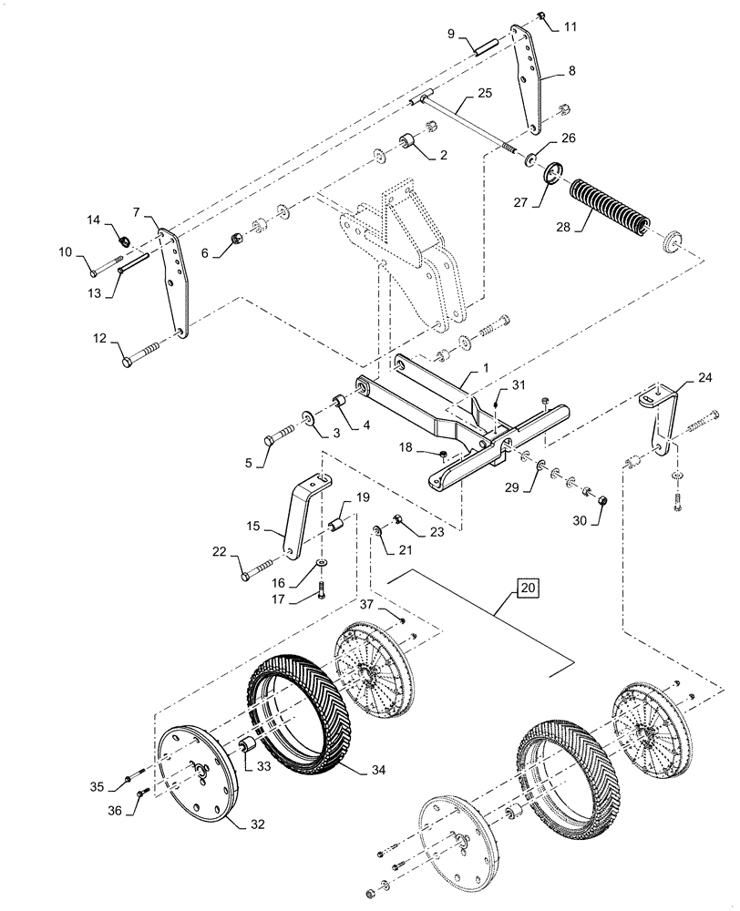 Схема запчастей Case IH 2500 - (75.200.AA[03]) - BERM TUCKER SHEAR BOLT SHANK RESET (75) - SOIL PREPARATION