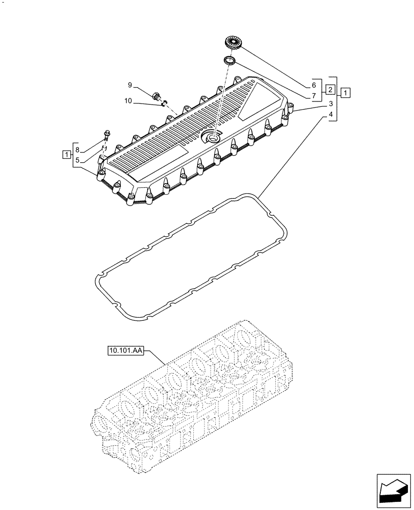 Схема запчастей Case IH F3GFE613B B003 - (10.101.AB) - VALVE COVER (10) - ENGINE