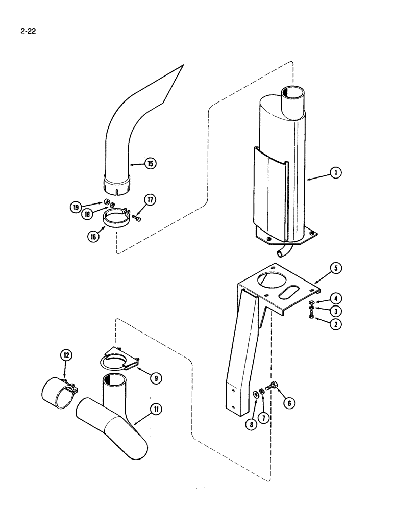 Схема запчастей Case IH 3394 - (2-22) - EXHAUST SYSTEM (02) - ENGINE