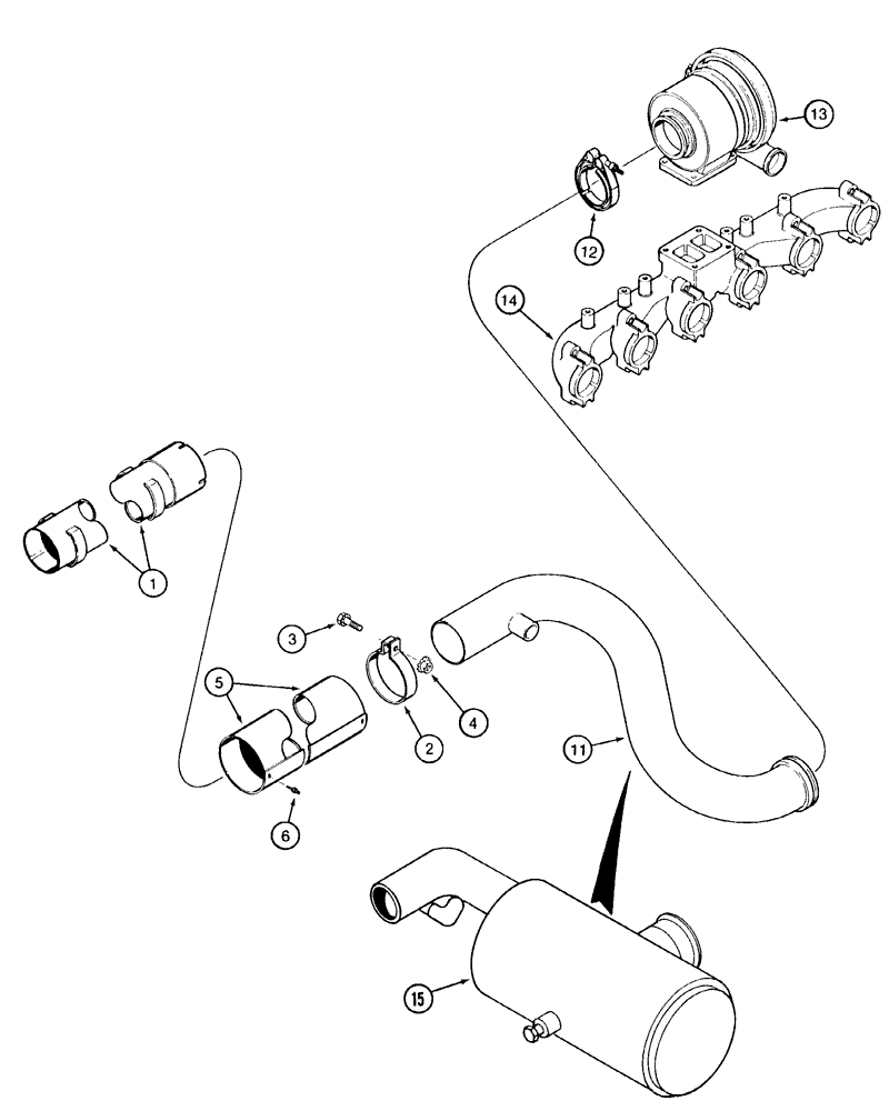 Схема запчастей Case IH 2155 - (2-16) - EXHAUST SYSTEM (01) - ENGINE