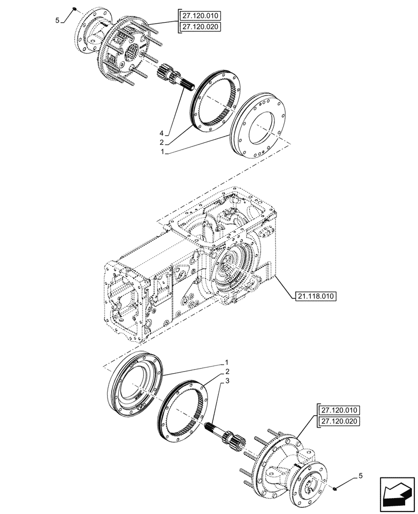 Схема запчастей Case IH FARMALL 80N - (27.120.030) - VAR - 743507, 759008 - REAR AXLE, FINAL DRIVE, SPACER (27) - REAR AXLE SYSTEM