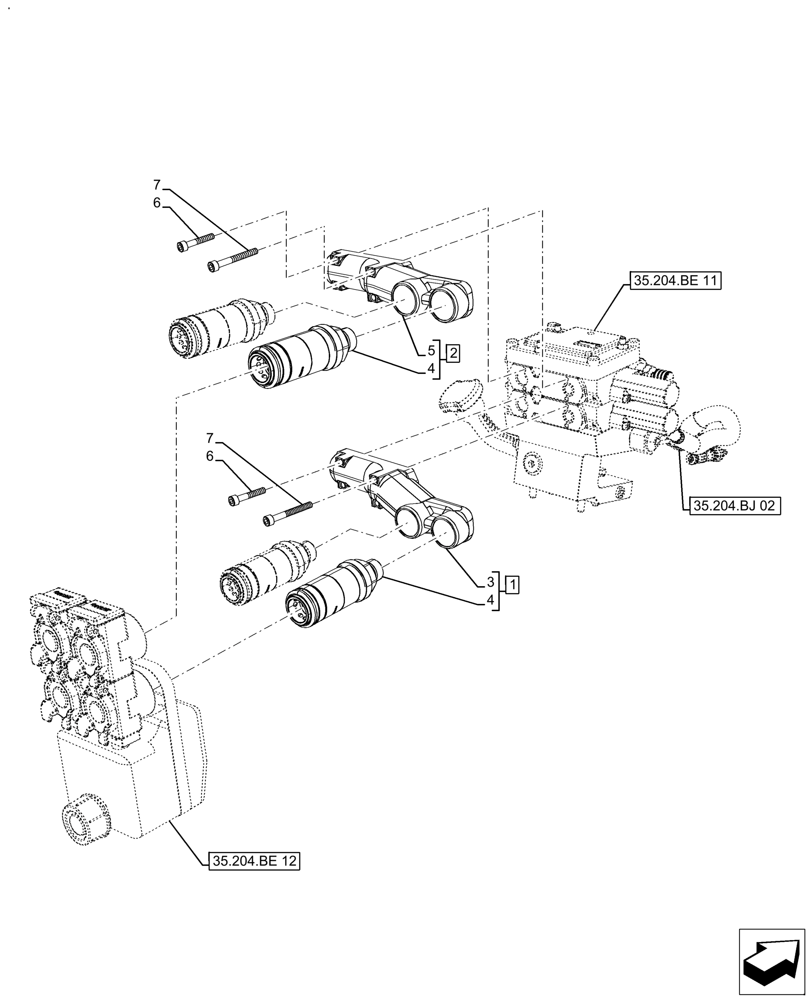 Схема запчастей Case IH FARMALL 120A - (35.204.BE[13]) - VAR - 429472 - 2 REMOTE CONTROL VALVES (35) - HYDRAULIC SYSTEMS