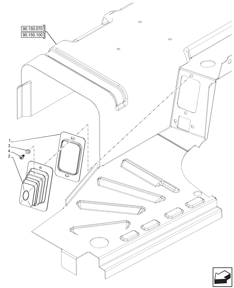 Схема запчастей Case IH FARMALL 90V - (90.150.040) - VAR - 759007 - FLOOR, PARKING LOCK, PLATE, CAB (90) - PLATFORM, CAB, BODYWORK AND DECALS