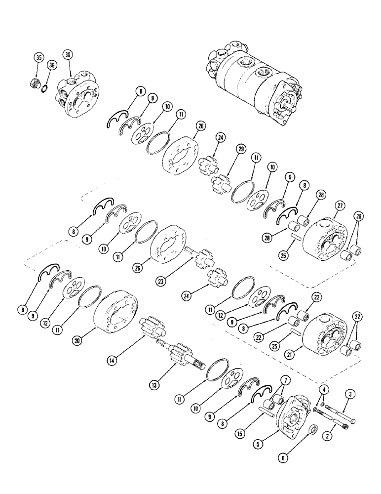 Схема запчастей Case IH 2470 - (202) - HYDRAULIC PUMP ASSEMBLY, 1ST USED TRANSMISSION SERIAL NO. 2429430 (08) - HYDRAULICS