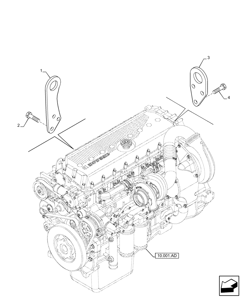 Схема запчастей Case IH F3HFE613A B003 - (10.001.AK[01]) - ENGINE, HOOK (10) - ENGINE