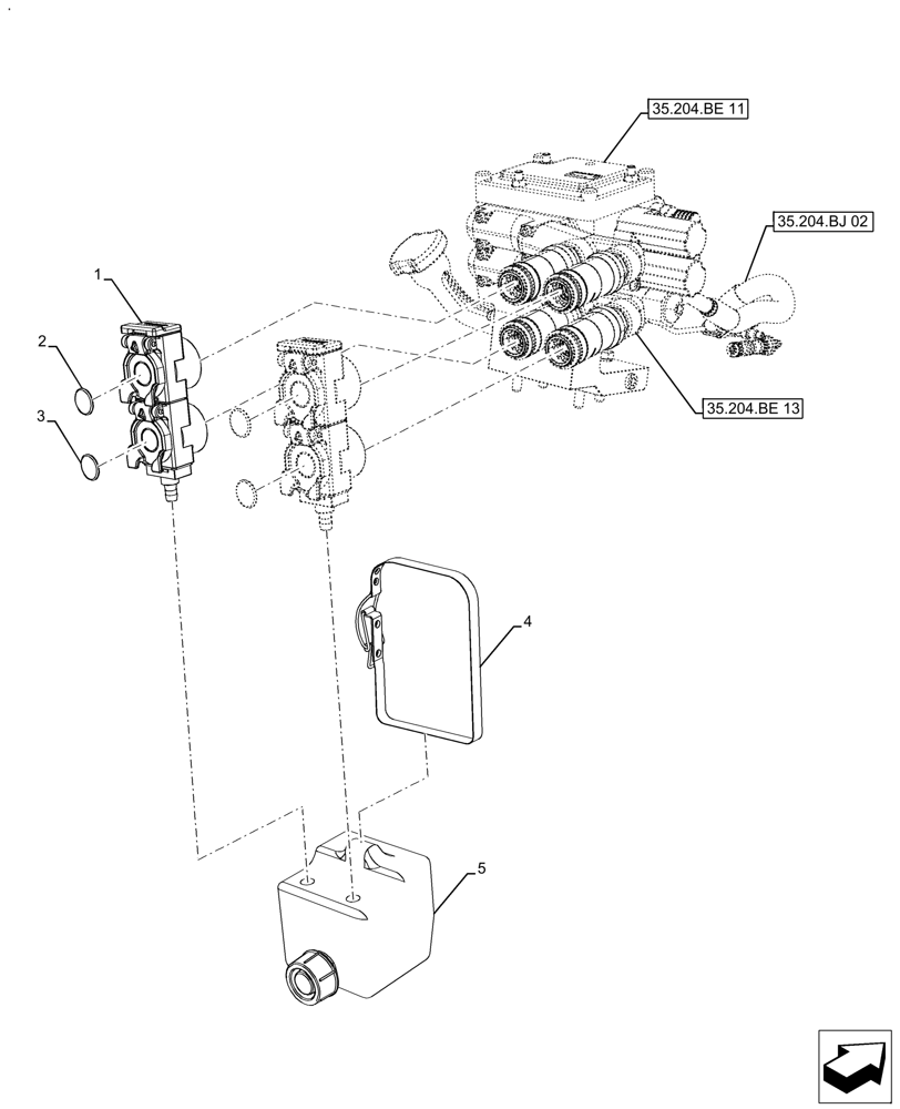 Схема запчастей Case IH FARMALL 120A - (35.204.BE[12]) - VAR - 429472 - 2 REMOTE CONTROL VALVES (35) - HYDRAULIC SYSTEMS