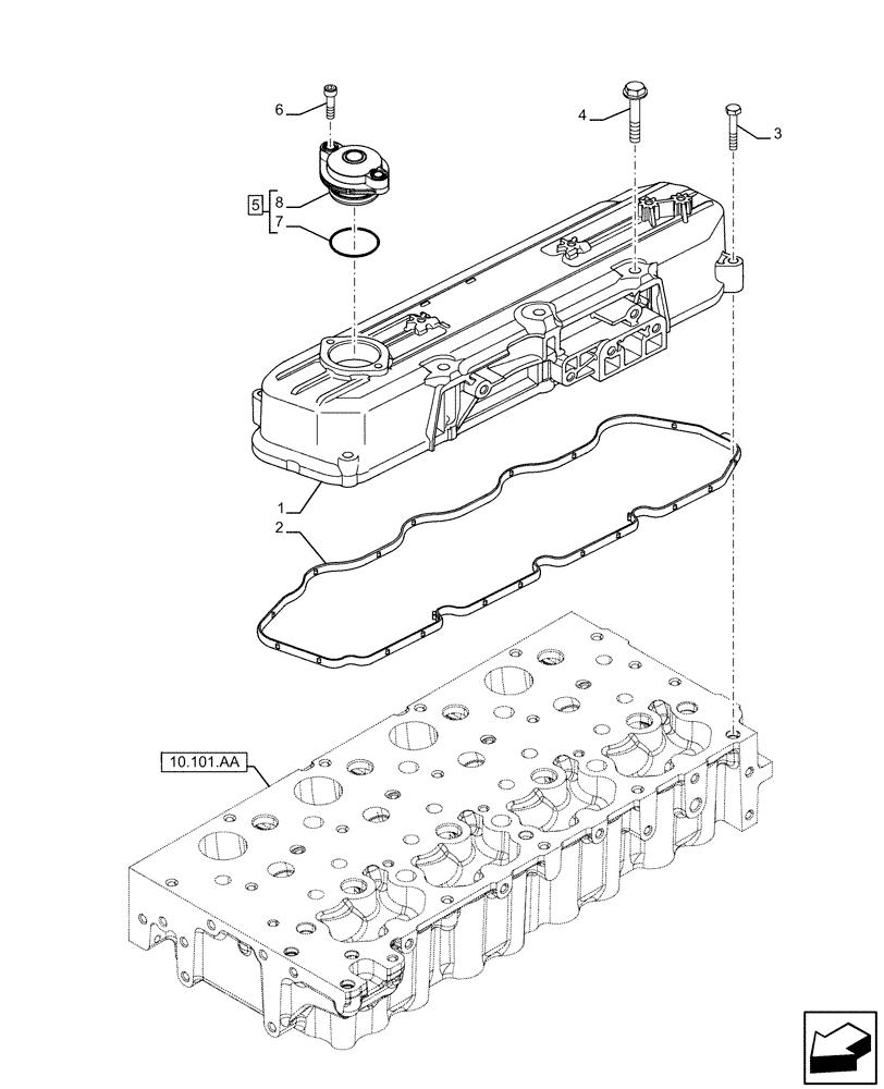 Схема запчастей Case IH F5DFL413A E009 - (10.101.AB) - CYLINDER HEAD, COVER (10) - ENGINE