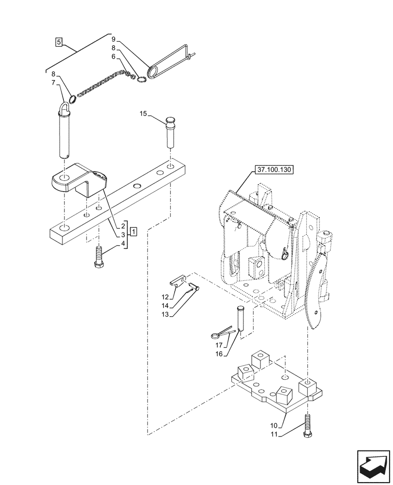 Схема запчастей Case IH FARMALL 100N - (37.100.150) - VAR - 333913 - DRAWBAR (37) - HITCHES, DRAWBARS & IMPLEMENT COUPLINGS