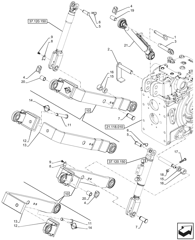 Схема запчастей Case IH FARMALL 80N - (37.120.070) - VAR - 758893 - REAR, 3 POINT HITCH, TOP LINK, LOWER LINK, W/ FIXED ENDS, CAT 2 (37) - HITCHES, DRAWBARS & IMPLEMENT COUPLINGS