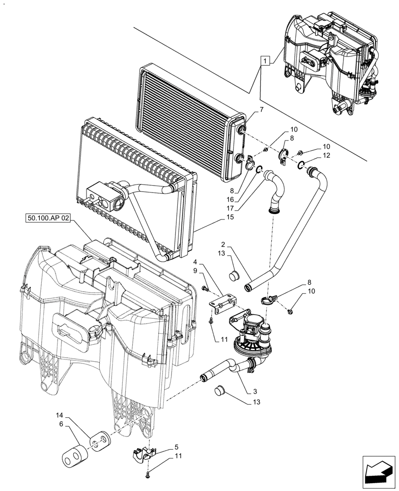 Схема запчастей Case IH FARMALL 120A - (50.100.AP[03]) - VAR - 390646 - AIR CONDITIONER, COMPONENTS (50) - CAB CLIMATE CONTROL