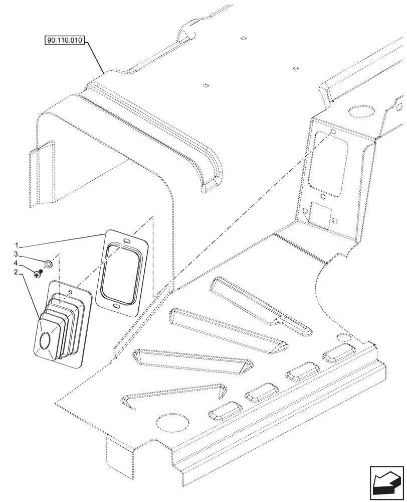 Схема запчастей Case IH FARMALL 100V - (90.110.120) - VAR - 753507, 759008 - PLATFORM, PARKING LOCK, PLATE, W/O CAB (90) - PLATFORM, CAB, BODYWORK AND DECALS