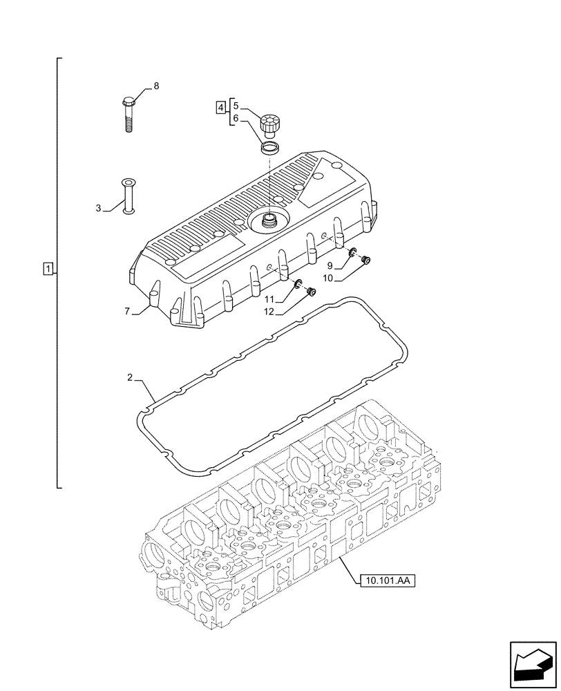 Схема запчастей Case IH F3HFE613A B003 - (10.101.AB) - VALVE COVER (10) - ENGINE