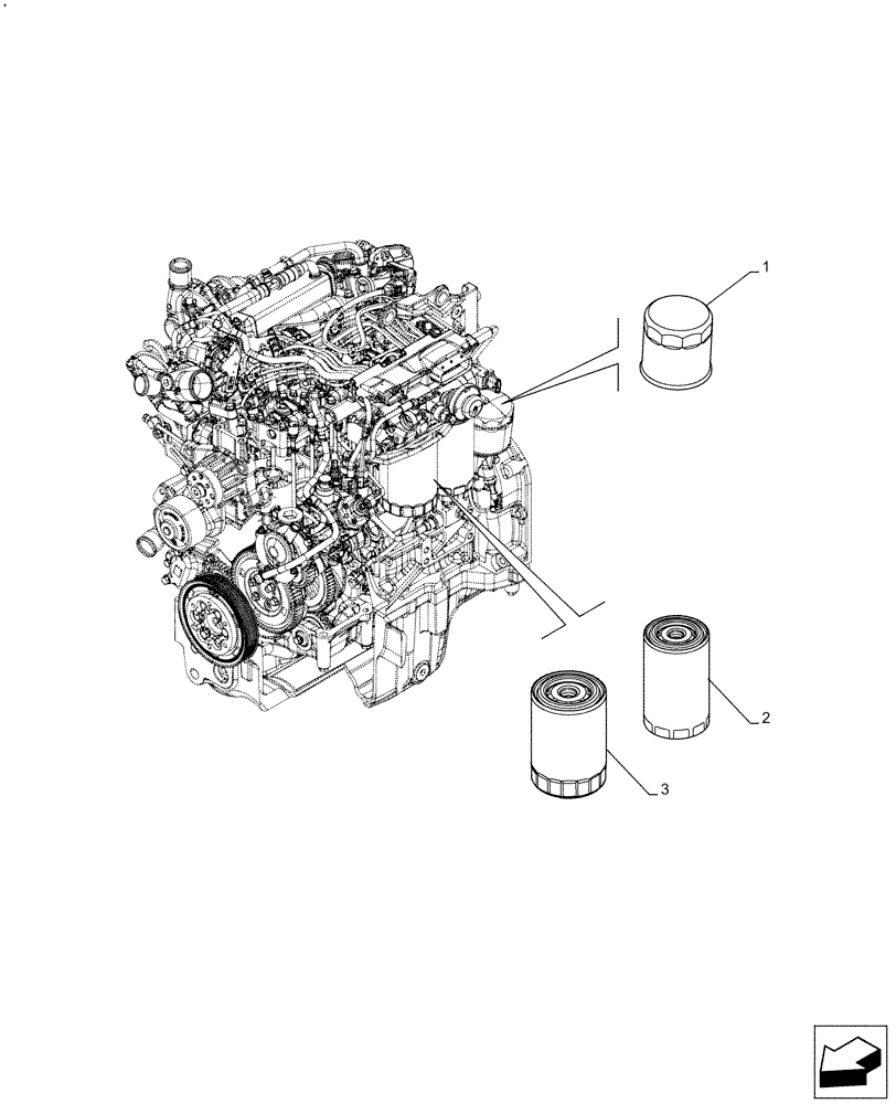 Схема запчастей Case IH F5DFL413A E009 - (05.100.03[01]) - FILTERS (05) - SERVICE & MAINTENANCE