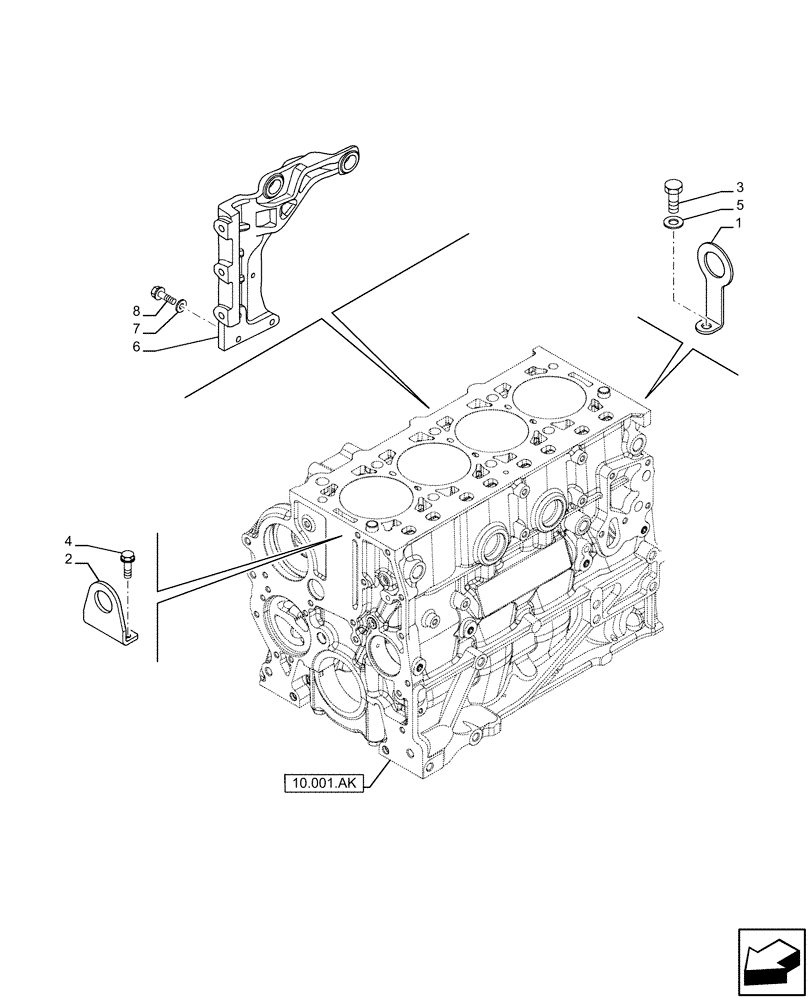 Схема запчастей Case IH F5DFL413A E009 - (10.001.AK) - ENGINE, SUPPORT (10) - ENGINE