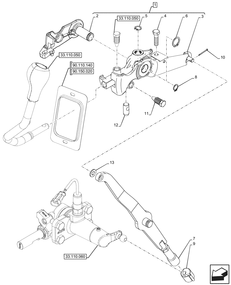 Схема запчастей Case IH FARMALL 100N - (33.110.040) - VAR - 743698 - CREEPER, PARKING LOCK, HI-LO (33) - BRAKES & CONTROLS