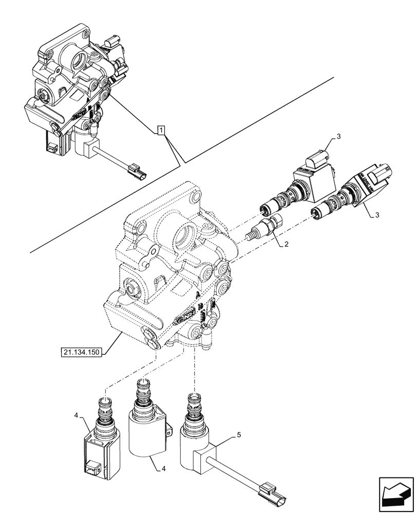 Схема запчастей Case IH FARMALL 90V - (55.024.160) - VAR - 341814, 743968 - POWERSHUTTLE, TRANSMISSION CONTROL VALVE, SOLENOID, CREEPER, HI-LO (55) - ELECTRICAL SYSTEMS