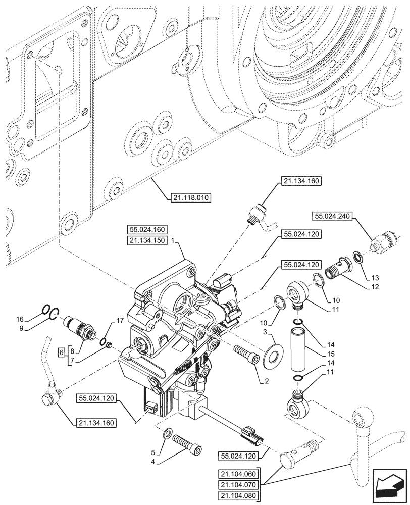 Схема запчастей Case IH FARMALL 90V - (21.134.140) - VAR - 743968 - POWERSHUTTLE, TRANSMISSION CONTROL VALVE, CREEPER, HI-LO (21) - TRANSMISSION