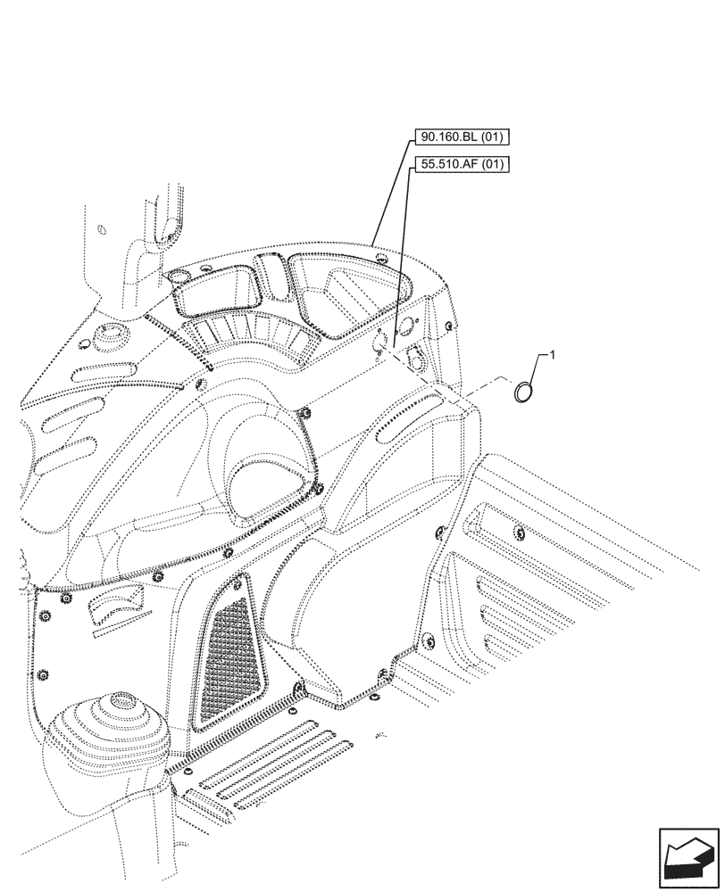 Схема запчастей Case IH FARMALL 120C - (55.510.BM[09]) - VAR - 333756, 334193, 334888, 334991, 334992, 334994, 391756 - RADAR, POWER SOCKET (55) - ELECTRICAL SYSTEMS