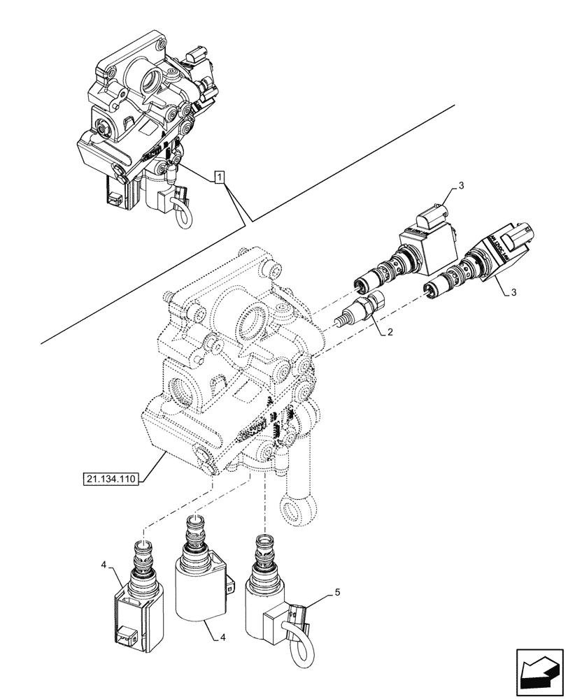 Схема запчастей Case IH FARMALL 80N - (55.024.150) - VAR - 743968 - POWERSHUTTLE, TRANSMISSION CONTROL VALVE, SOLENOID, HI-LO (55) - ELECTRICAL SYSTEMS