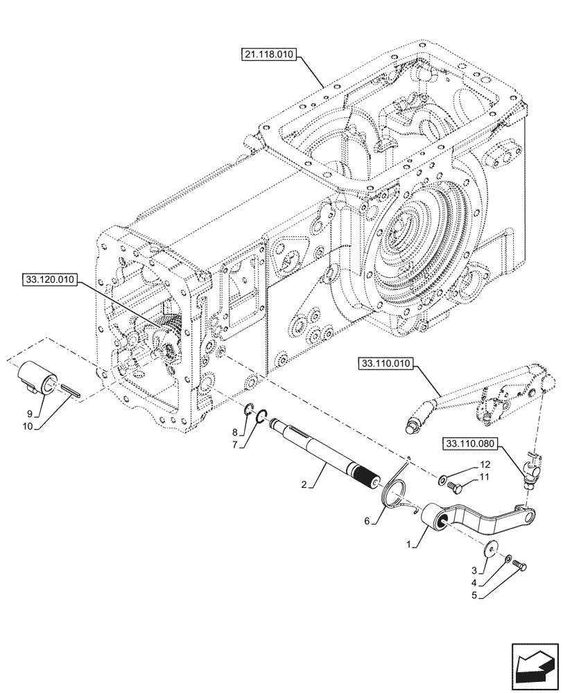 Схема запчастей Case IH FARMALL 90V - (33.110.070) - VAR - 743507, 759008 - HAND BRAKE, LEVER (33) - BRAKES & CONTROLS