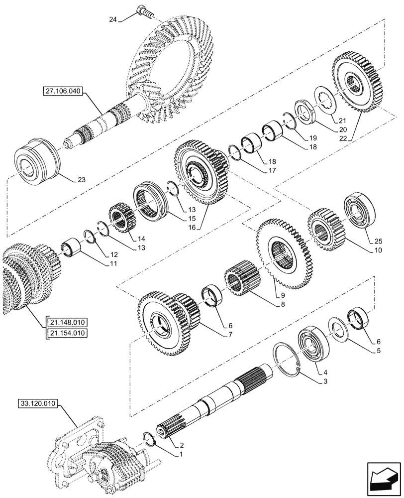 Схема запчастей Case IH FARMALL 100V - (27.106.050) - VAR - 743507, 759008 - REAR AXLE, CENTRAL REDUCTION GEAR, L/ 20" TYRES, (30KM/H), (40KM/H), 2WD, 4WD (27) - REAR AXLE SYSTEM