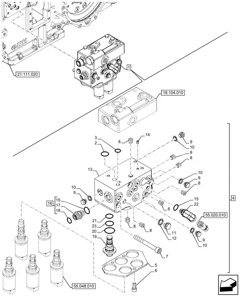 Схема запчастей Case IH FARMALL 110U - (18.104.020) - VAR - 334114, 334117, 334775, 334779, 334780, 390430 - PTO CLUTCH, VALVE (18) - CLUTCH