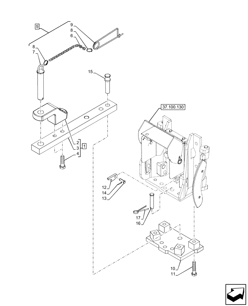 Схема запчастей Case IH FARMALL 80N - (37.100.160) - VAR - 338247 - DRAWBAR (37) - HITCHES, DRAWBARS & IMPLEMENT COUPLINGS