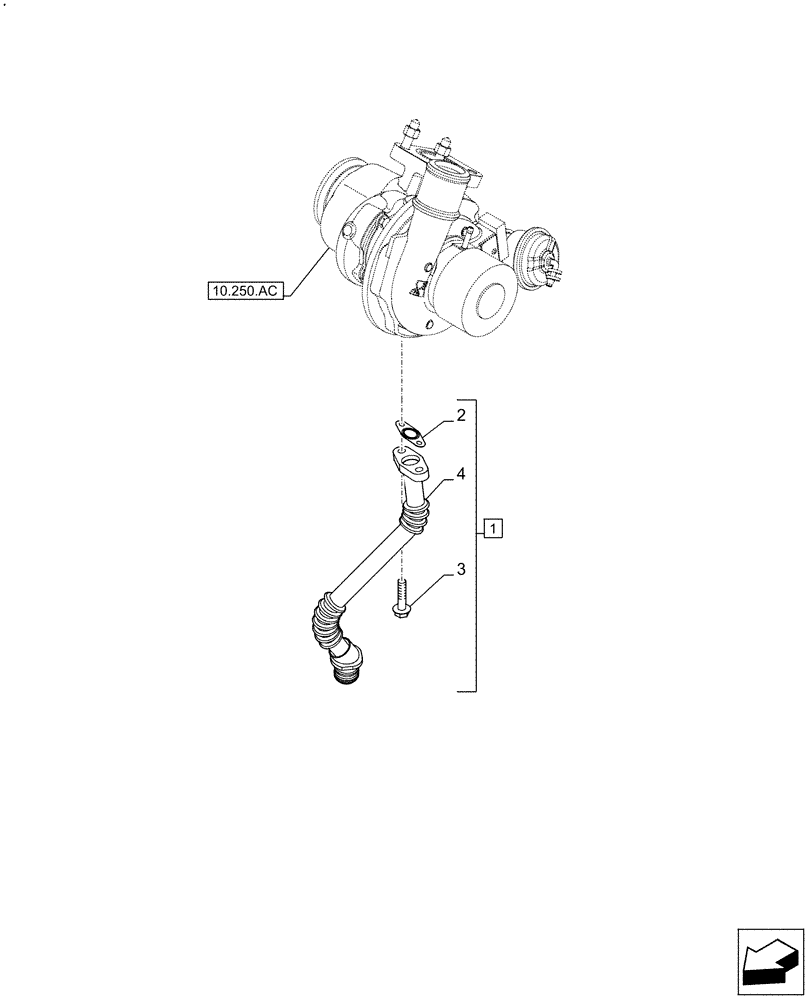 Схема запчастей Case IH F5DFL413K A010 - (10.250.AE) - TURBOCHARGER LINE (10) - ENGINE
