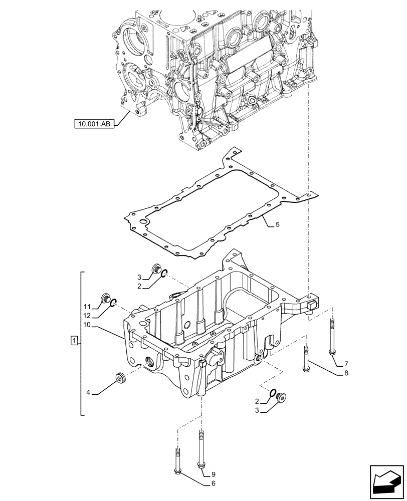 Схема запчастей Case IH F5DFL413A E009 - (10.102.AP) - ENGINE OIL PAN (10) - ENGINE