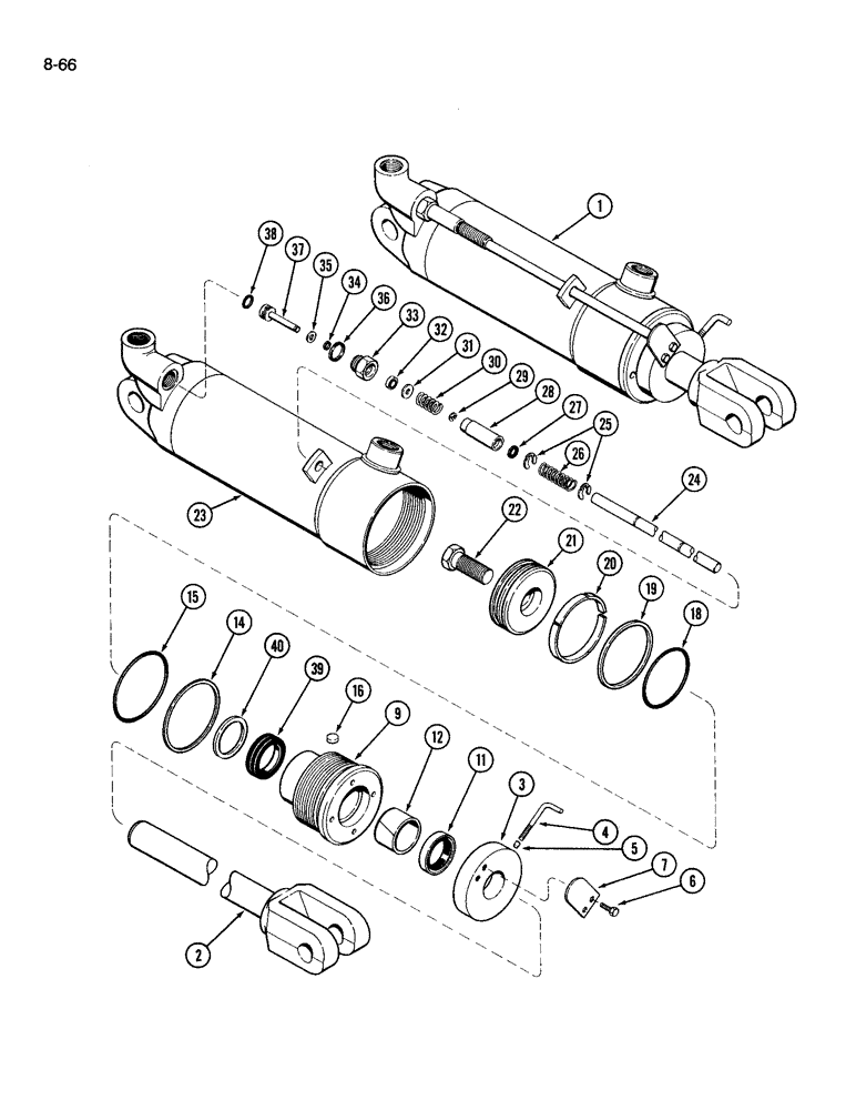 Схема запчастей Case IH 3594 - (8-066) - REMOTE HYDRAULIC CYLINDER, 4 INCH BORE X 8 INCH STROKE (08) - HYDRAULICS