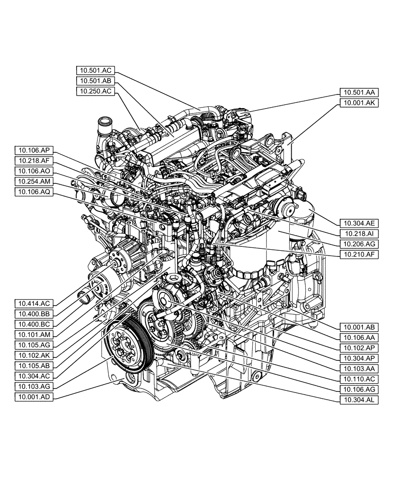 Схема запчастей Case IH F5DFL413A E009 - (00.000.10) - PICTORIAL INDEX - ENGINE (00) - GENERAL & PICTORIAL INDEX