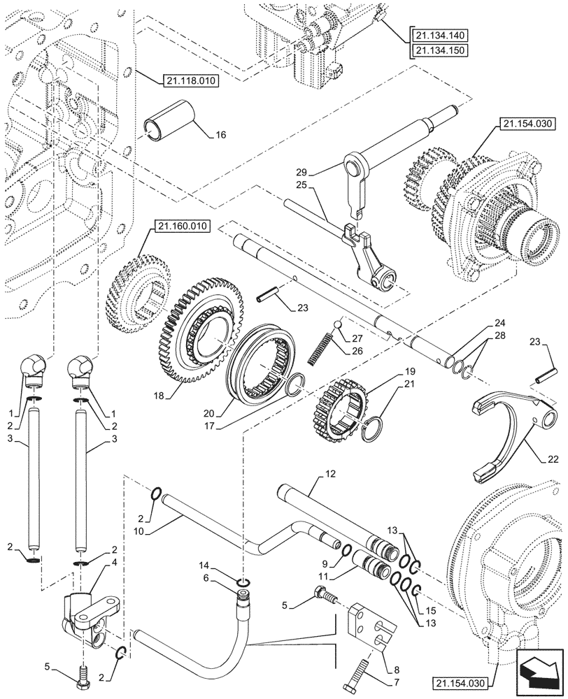 Схема запчастей Case IH FARMALL 90V - (21.134.170) - VAR - 743968 - POWERSHUTTLE, TRANSMISSION CONTROL VALVE, COMPONENTS, PIPE, CREEPER, HI-LO (21) - TRANSMISSION