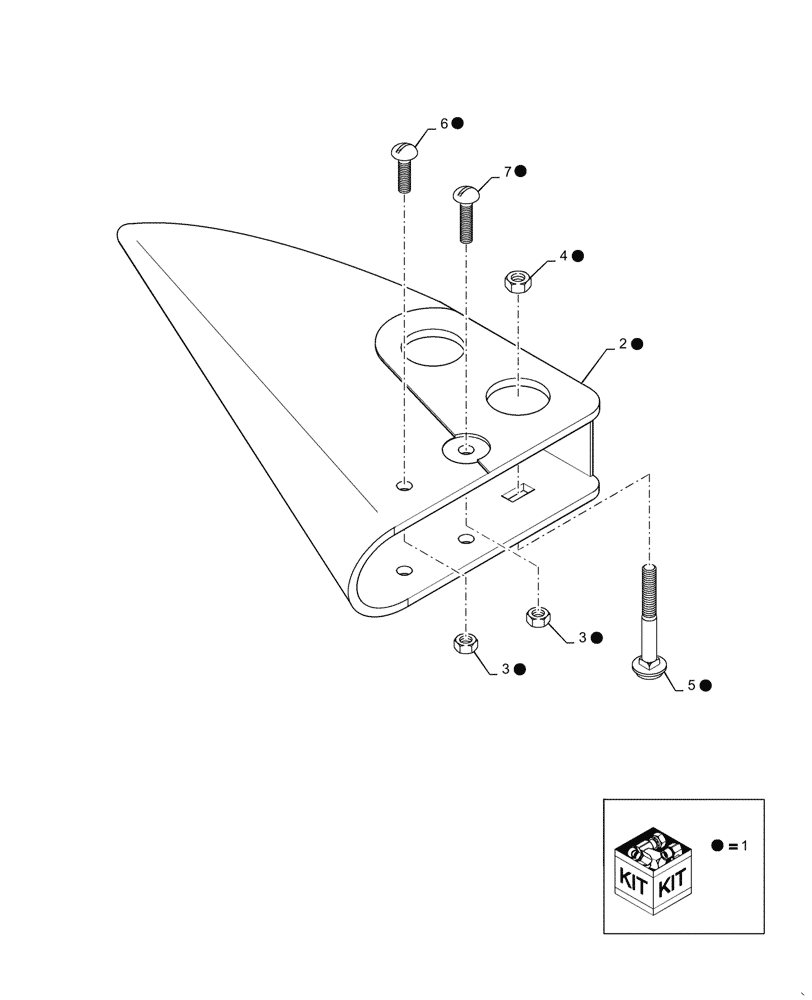 Схема запчастей Case IH 1020 - (09D-22[01]) - KIT CROP DIVIDER POINT (09) - CHASSIS/ATTACHMENTS