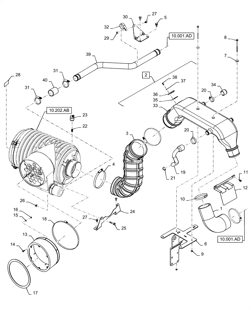 Схема запчастей Case IH 7140 - (10.202.BD) - AIR CLEANER & INTAKE PARTS (10) - ENGINE