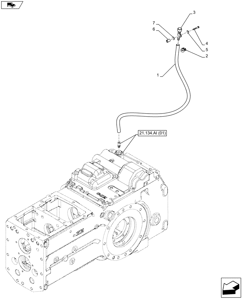 Схема запчастей Case IH FARMALL 95C - (21.112.AE) - VAR - 744761, 744762, 744763, 744764 - TRANSMISSION OIL, BREATHER (21) - TRANSMISSION