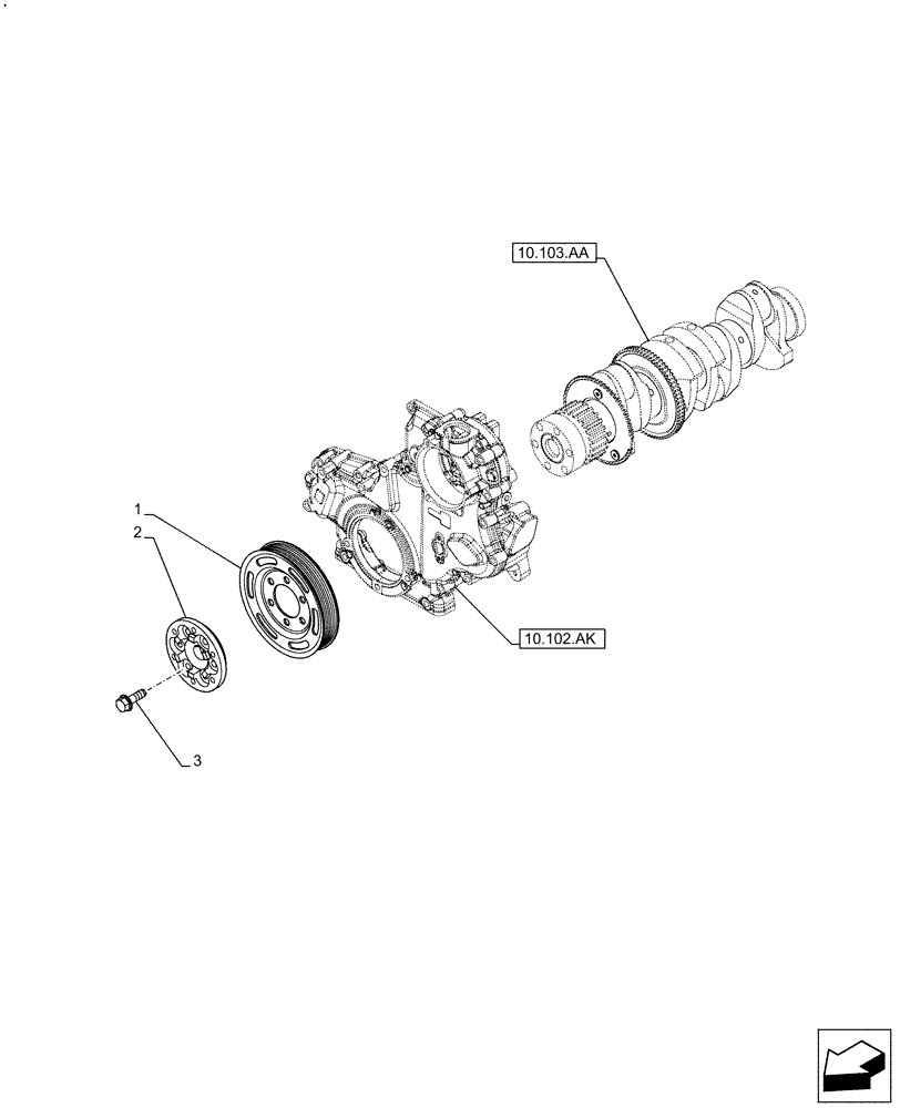 Схема запчастей Case IH F5DFL413K A010 - (10.103.AG) - CRANKSHAFT, PULLEY (10) - ENGINE