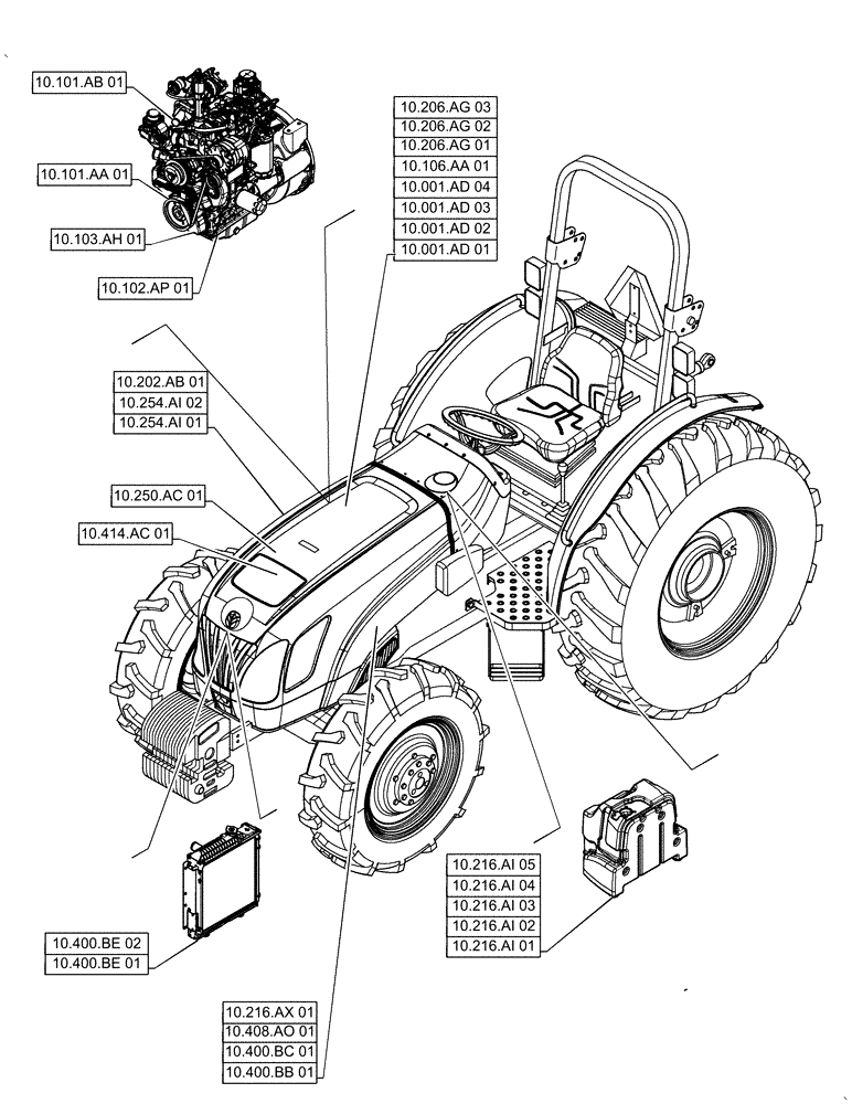 Схема запчастей Case IH FARMALL 50A - (10.000.00[01]) - SECTION INDEX - ENGINE (10) - ENGINE