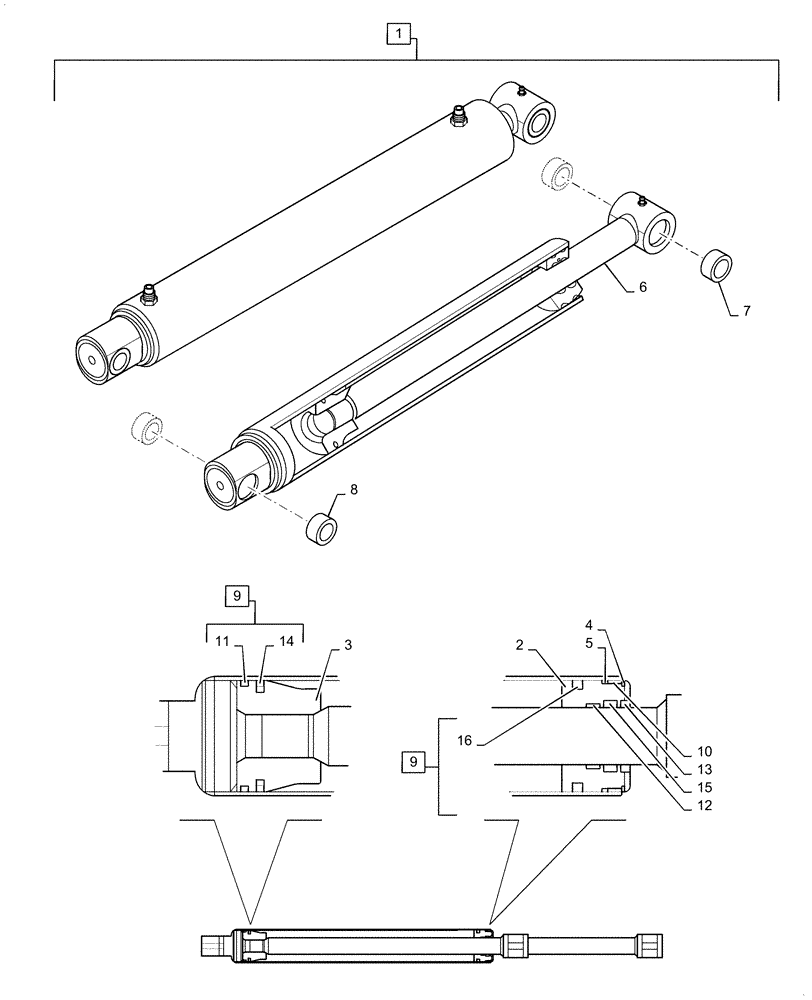 Схема запчастей Case IH LX740 - (35.723.050) - BUCKET LIFT CYLINDER - NSL (35) - HYDRAULIC SYSTEMS