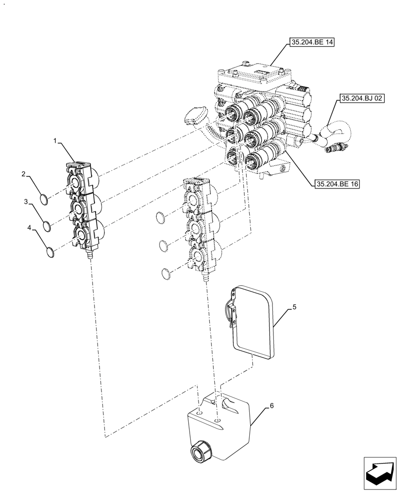 Схема запчастей Case IH FARMALL 120A - (35.204.BE[15]) - VAR - 429473 - 3 REMOTE CONTROL VALVES (35) - HYDRAULIC SYSTEMS