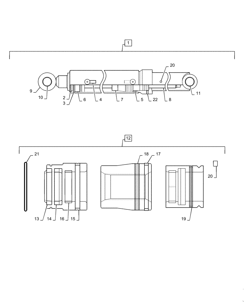 Схема запчастей Case IH L735 - (35.723.020[01]) - BUCKET CYLINDER, HYDRAULIC CYLINDER - MSL (35) - HYDRAULIC SYSTEMS