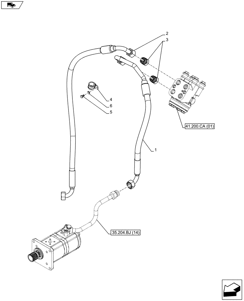 Схема запчастей Case IH FARMALL 95C - (41.200.AA[01]) - VAR - 337323, 338323, 743560, 743561, 744580, 744581, 744582 - STEERING VALVE, HYDR LINES - 4WD (SHUTTLE) (41) - STEERING