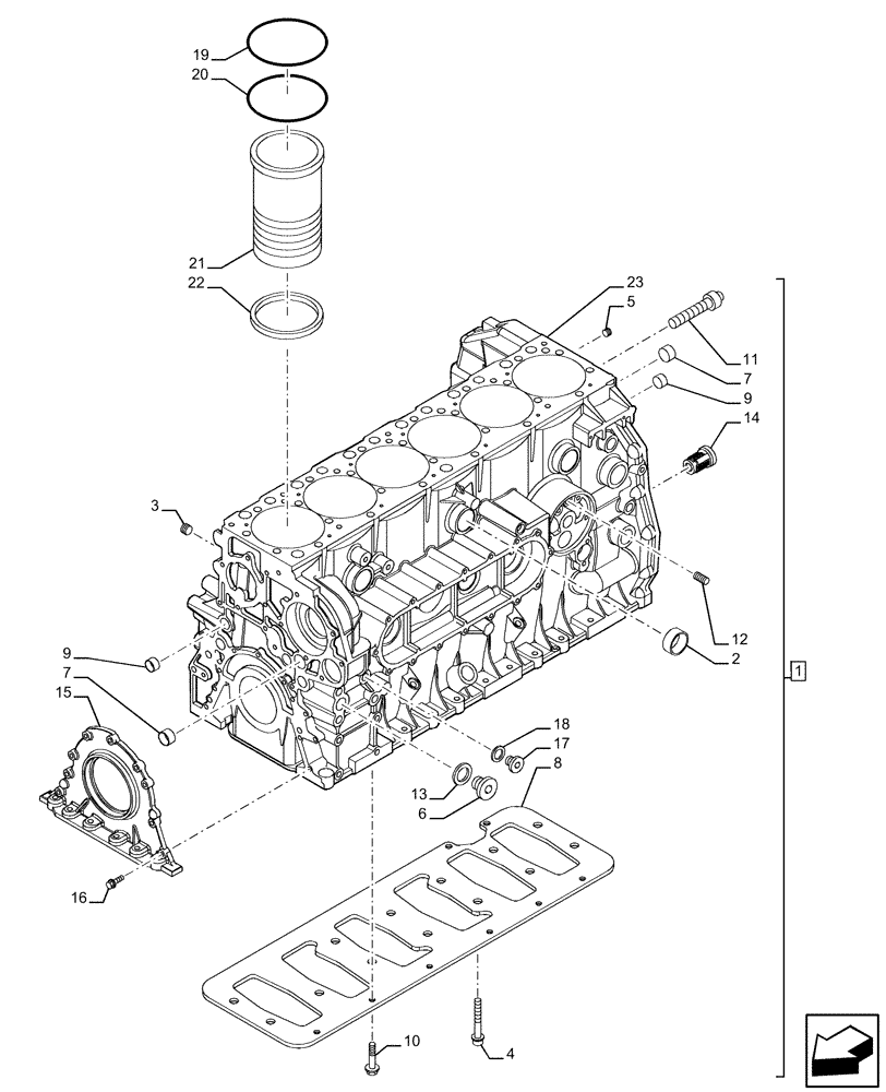 Схема запчастей Case IH F2CFE613A A016 - (10.001.02) - CRANKCASE (504384284 - 504311100 - 504248099) (10) - ENGINE