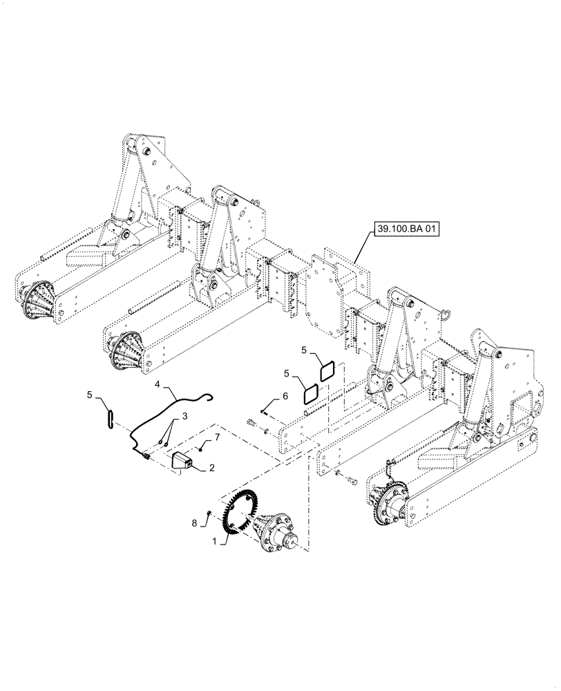 Схема запчастей Case IH 1255 - (44.901.AA[03]) - 2ND WHEEL SPEED SENSOR (44) - WHEELS