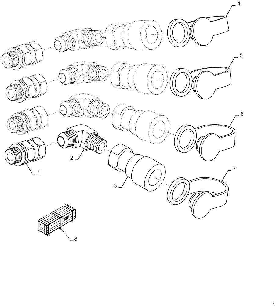 Схема запчастей Case IH L340A - (35.525.010) - MID MOUNT VALVE KIT, HYD CONNECTOR (35) - HYDRAULIC SYSTEMS