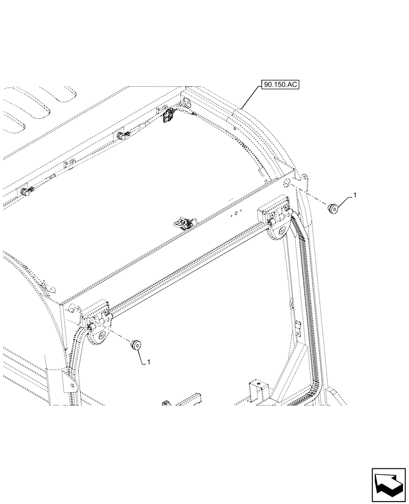 Схема запчастей Case IH FARMLIFT 742 - (55.404.BS[05]) - VAR - 702009 - NO WORKING LIGHT, CAB, REAR (55) - ELECTRICAL SYSTEMS